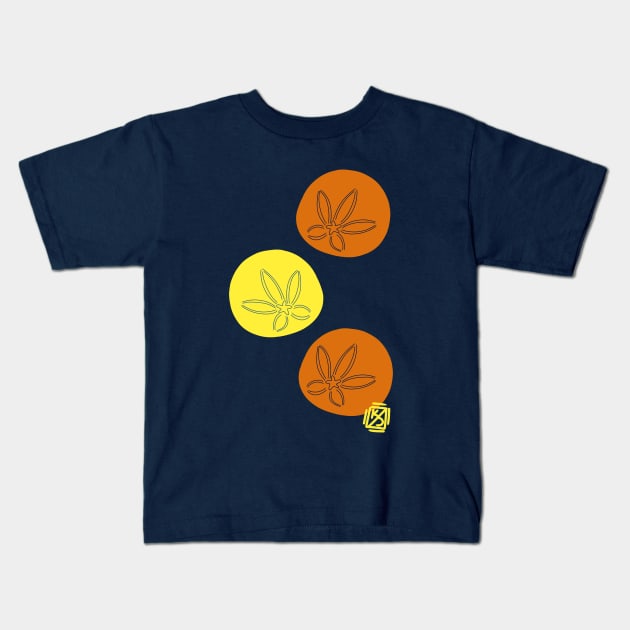 Orange and Yellow Sand dollars Kids T-Shirt by Pastel.Punkk